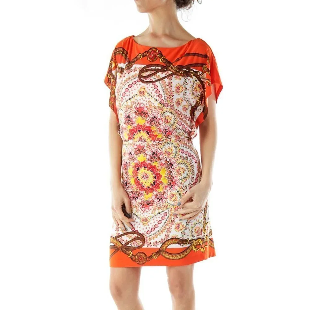 Maggy London Orange Flower Print Dress - Picture 3 of 3